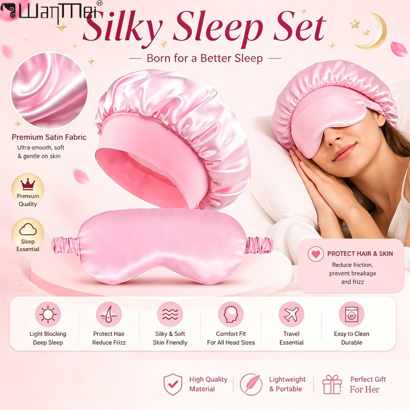    새틴 보닛 수면 안대 세트, 넓은 탄성 밴드 실 - Mask Lanyard Adjustable 리뷰 및 가격